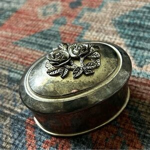 Vintage silver engraved roses jewelry box
